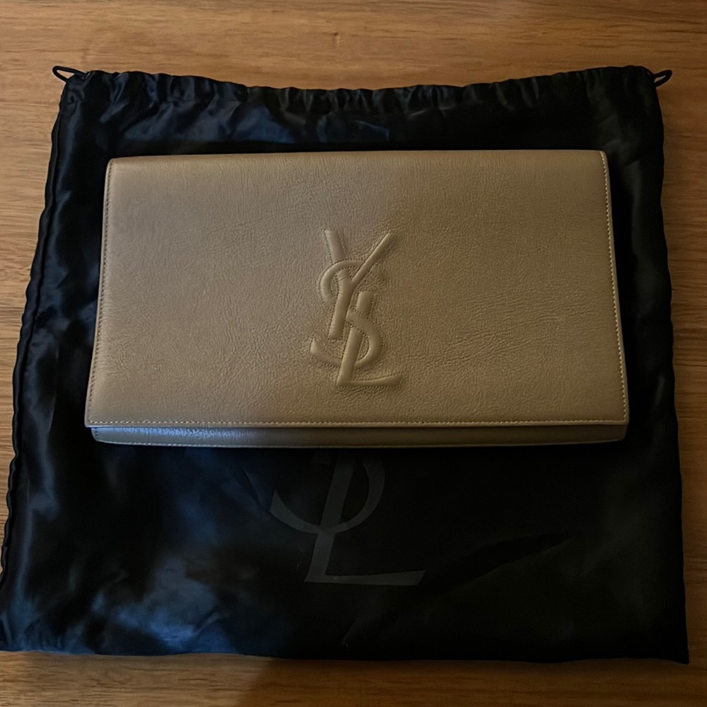 Authentic Yves Saint Laurent Clutch in Tan